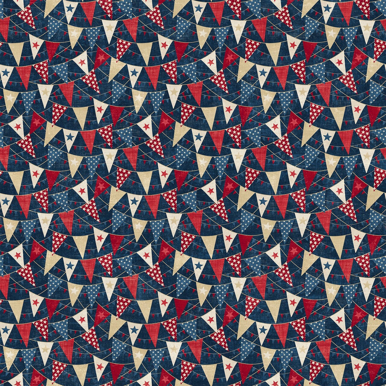 Fabric Northcott Navy Banners American Heartland by the Quarter Yard 28733-49